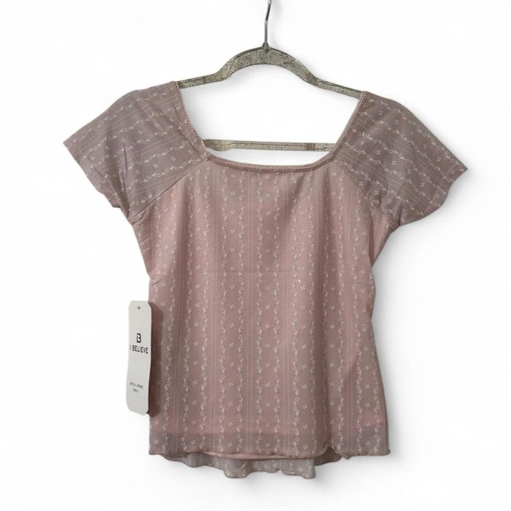 NWT I Believe Pink Short Sleeve Top - Picture 2 of 3